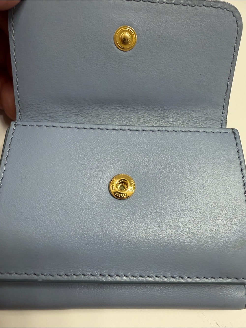EUC- MIU MIU MADRAS LEATHER TRIFOLD WALLET- WOTH BOX AND COA CARD AND TAG 🦋🌸 - Picture 3 of 15